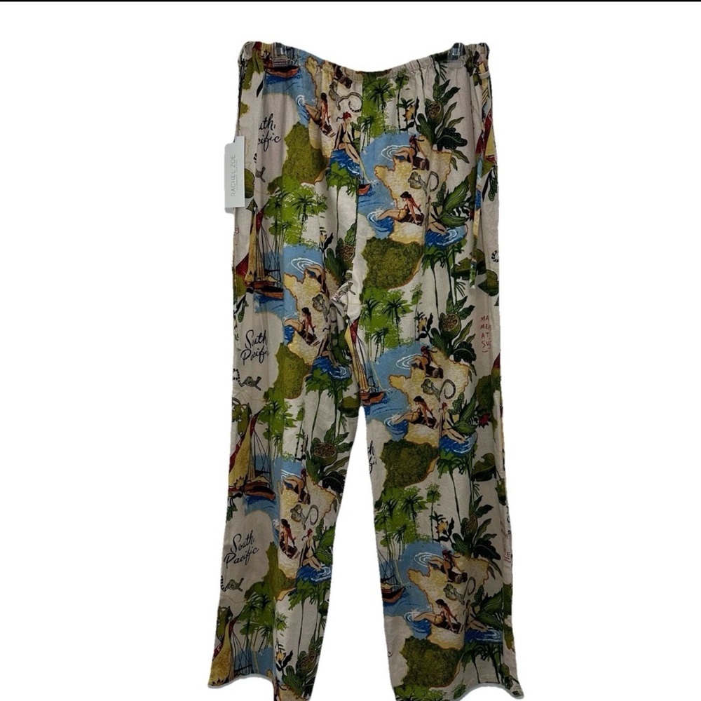 Rachel Zoe Cream Tropical Print Wide Leg Pants - Picture 2 of 10